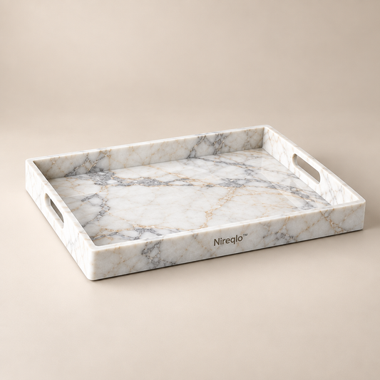 Nireqlo™ Marble-Pattern Dessert Serving Tray hero product image
