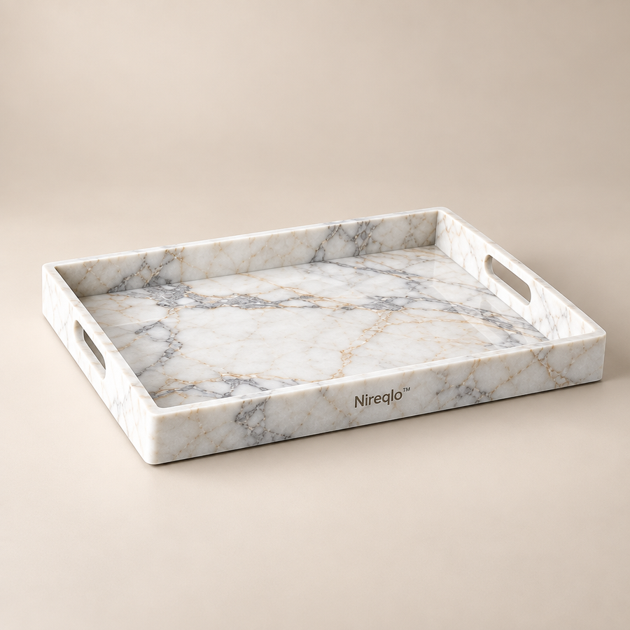 Nireqlo™ Marble-Pattern Dessert Serving Tray hero product image