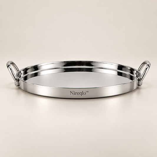 Nireqlo™ Metal Mirror-Finish Dessert Tray hero product image
