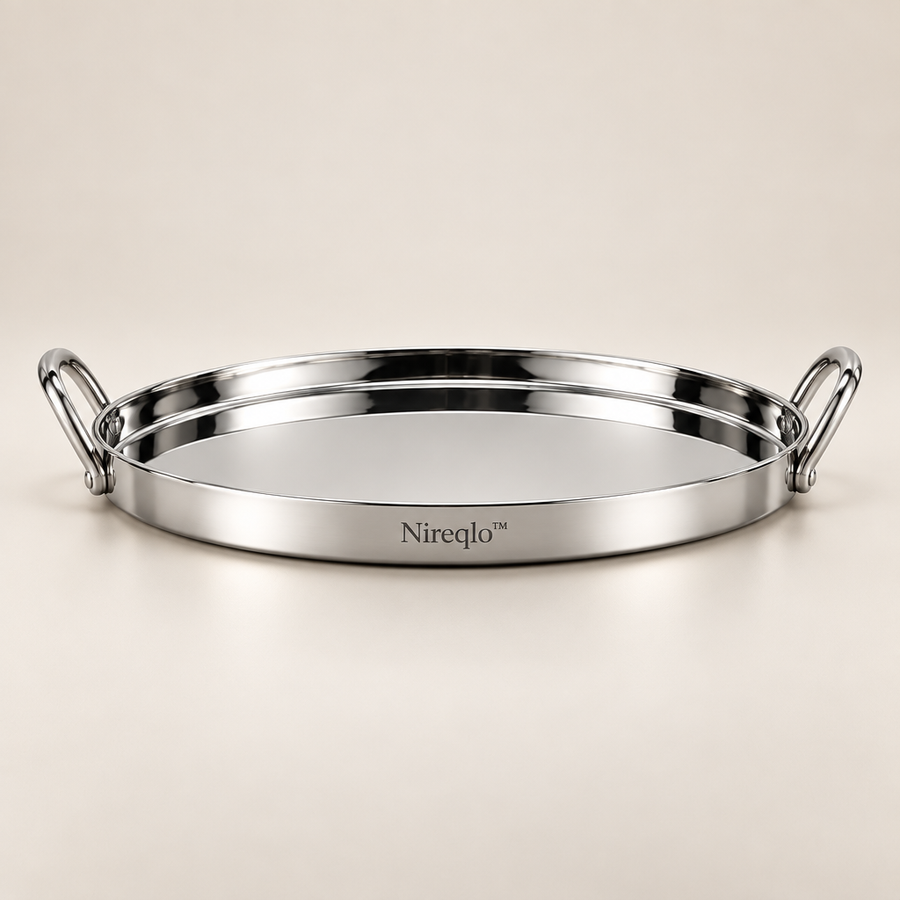 Nireqlo™ Metal Mirror-Finish Dessert Tray hero product image