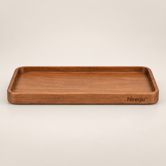 Nireqlo™ Wooden Rectangular Dessert Display Plate hero product image